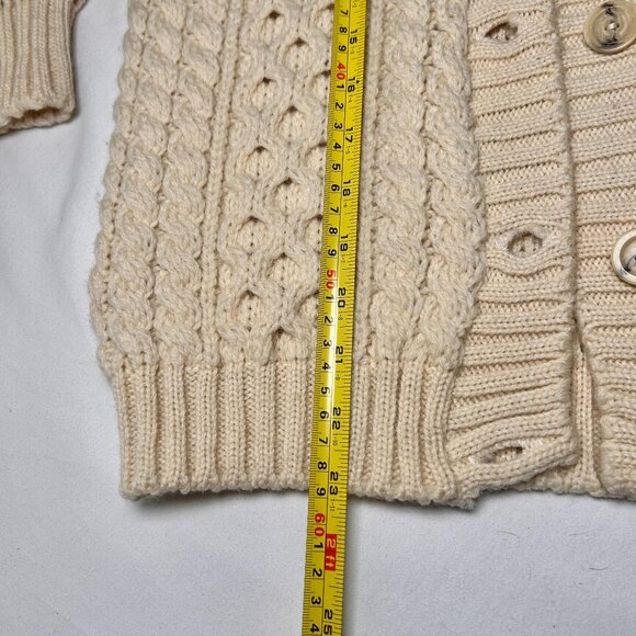 Vintage Cheviot Crafts 100% Scottish Wool Fisherman's Cardigan Sweater Small - Picture 8 of 8